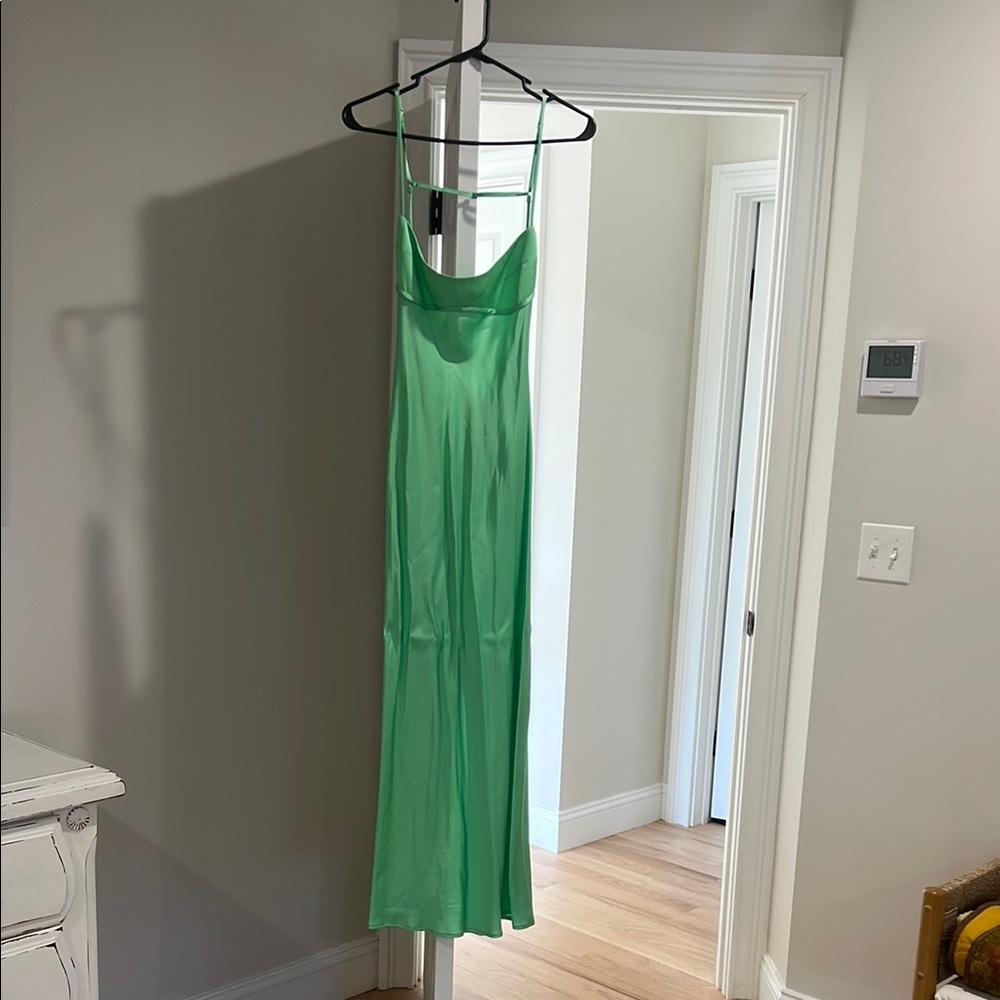 Elegant Green Satin Slip Dress